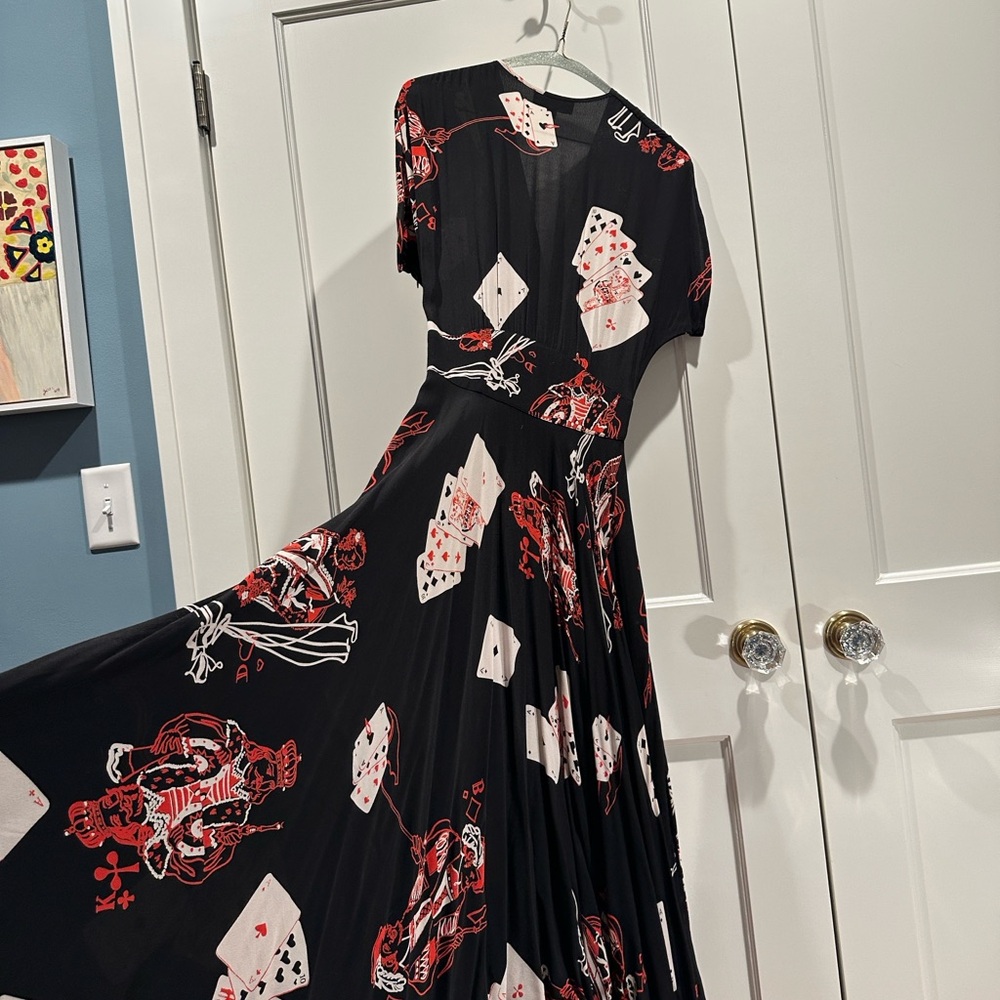 Trashy Diva Queen of Hearts crepe-de-chine maxi dress Size 4 - Picture 10 of 12